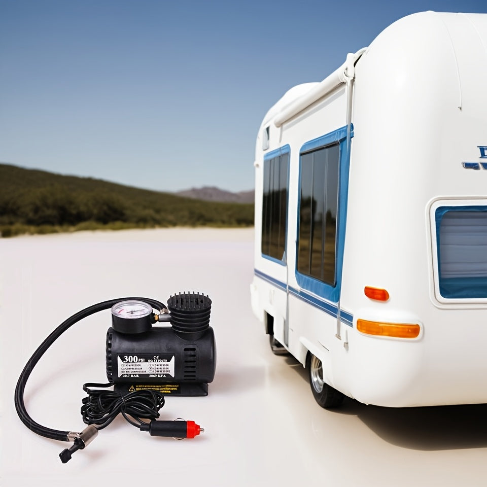 High-Pressure Portable Air Compressor 300 PSI with Pressure Gauge for Bikes and Sports Balls