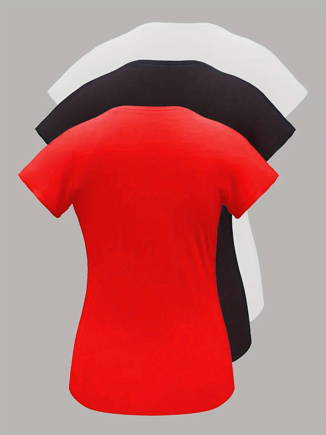 Women's Plus Size Summer Short Sleeve T-Shirts Casual Versatile Tops 3-Pack