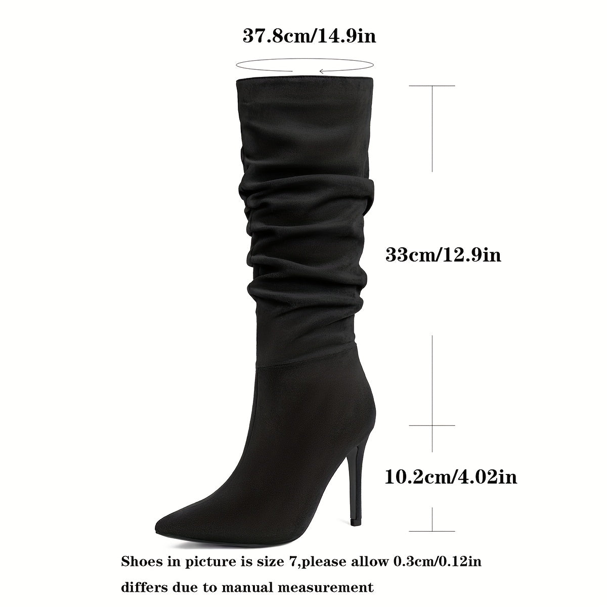 Women's Wide Fit Pointed Toe Stiletto Ankle Boots Black Fabric Shoes