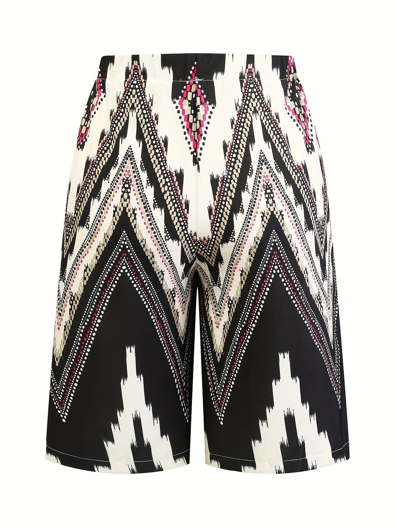 Брюки для женщин больших размеров повседневные средней длины с цветными блоками и геометрическим принтом