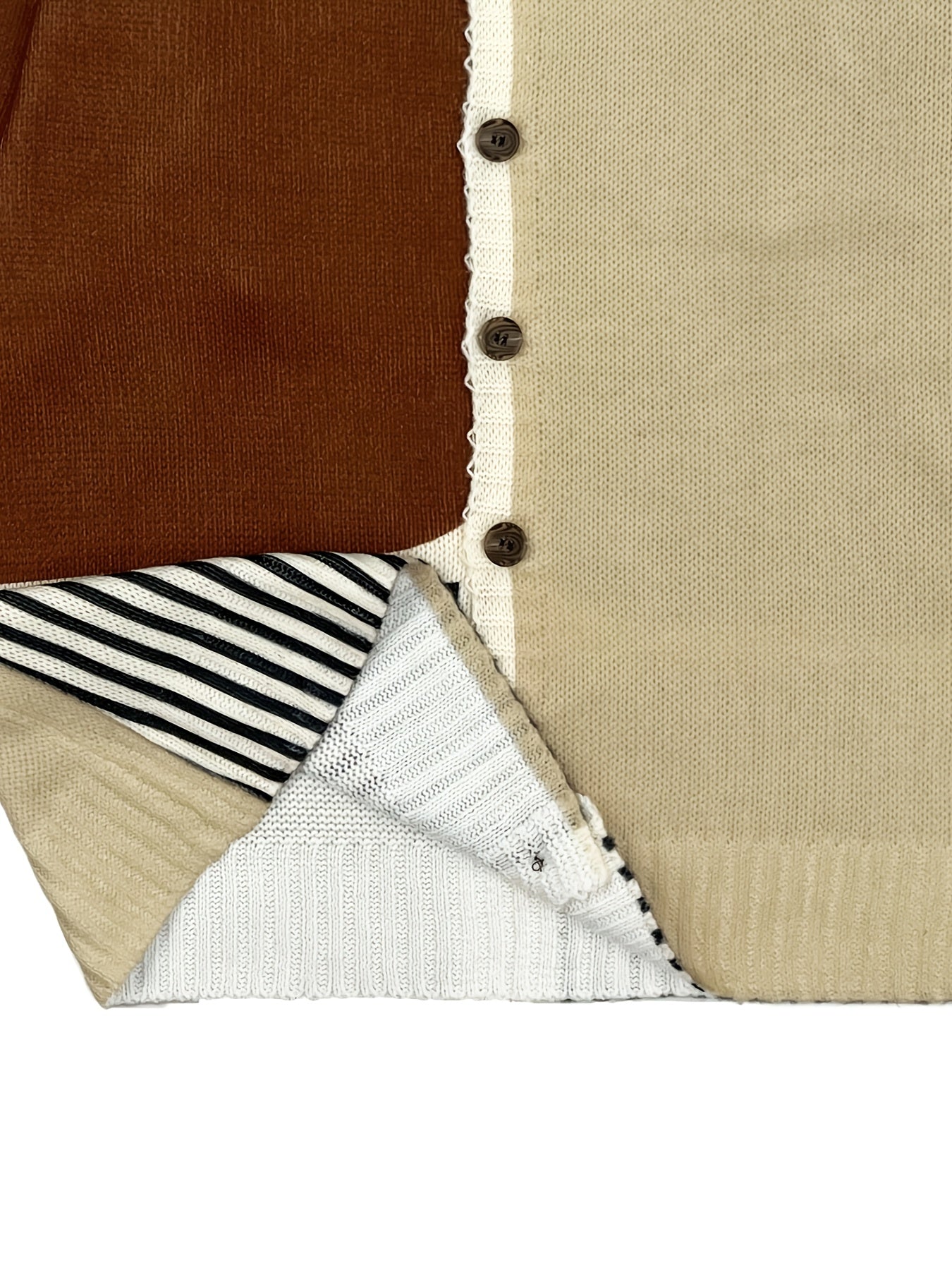 Plus-Size Women's Lightweight Cardigan Spring Autumn Open Front Sweater Brown White Beige