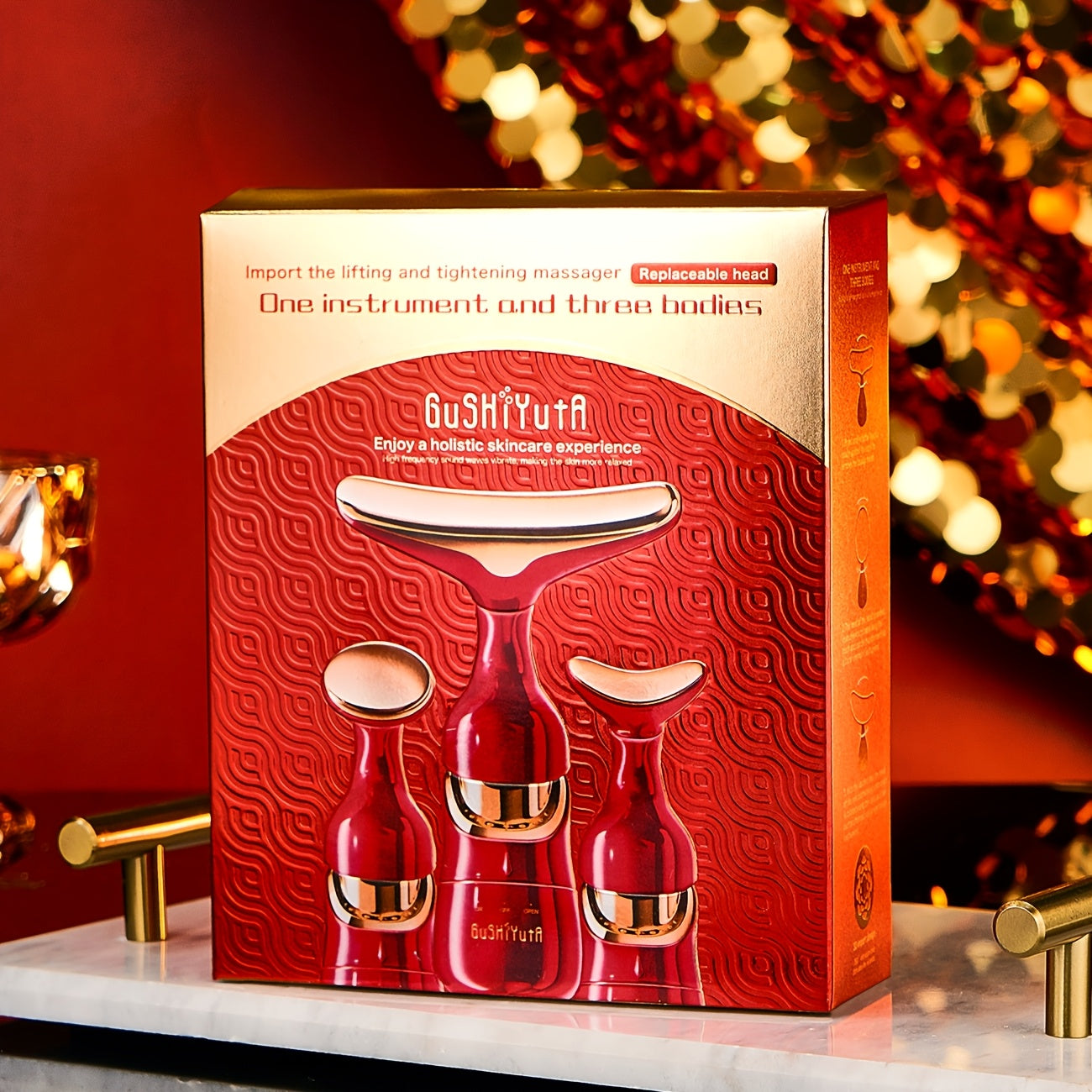 Masajeador facial y ocular 4 en 1, alimentado por batería, libre de formaldehído para hombres y mujeres