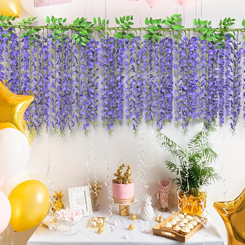 Artificial Wisteria Garland 182.88cm Faux Purple Vine Flowers for Outdoor Home Decor
