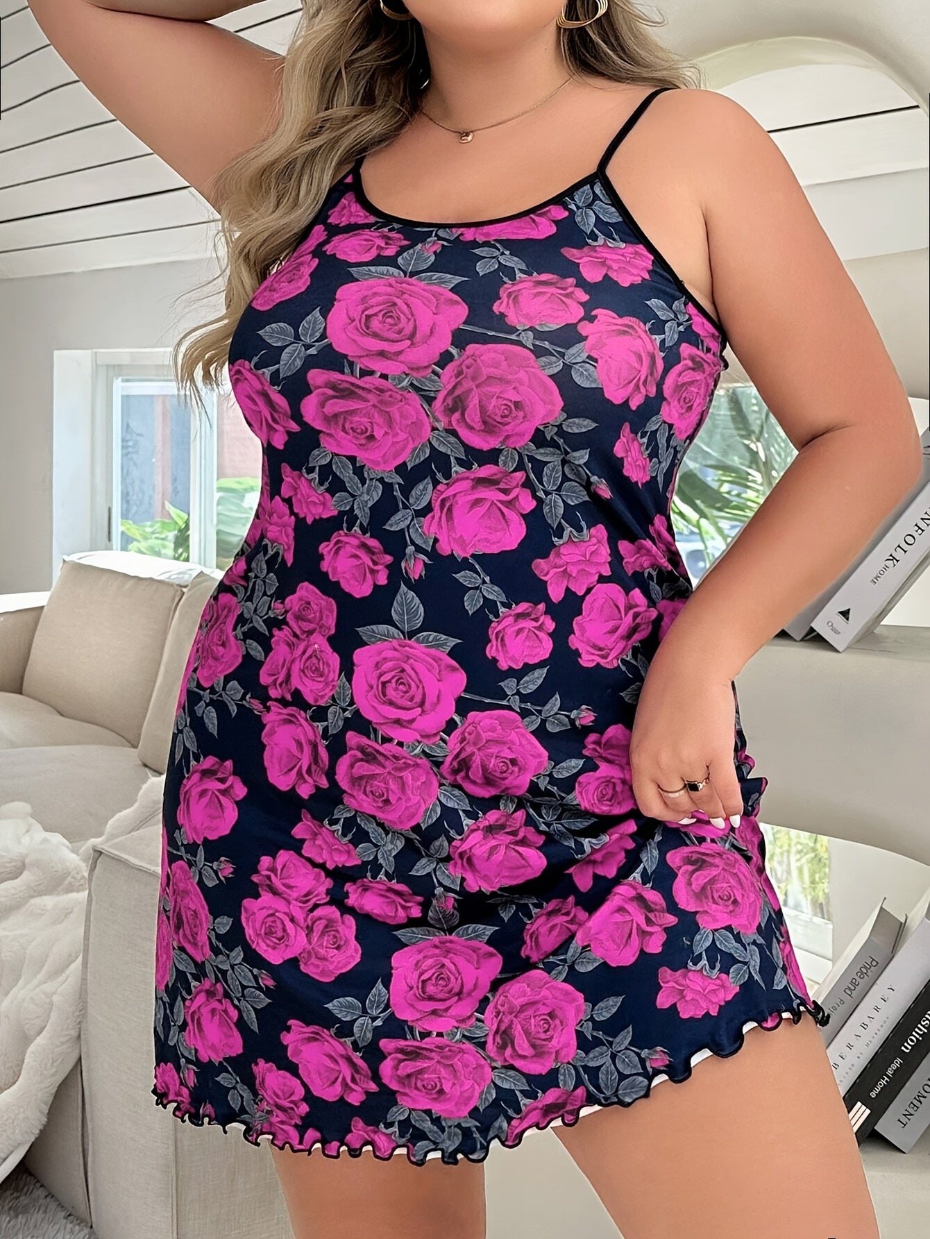 Women's Cartoon-Print Camisole Dress Sleepwear Plus Size Lounge Wear