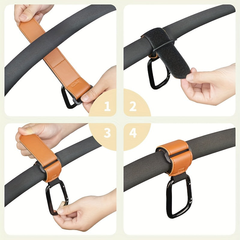 Faux Leather Buckle for Mountain Climbing Electric Bicycles Baby Strollers with Portable Hook