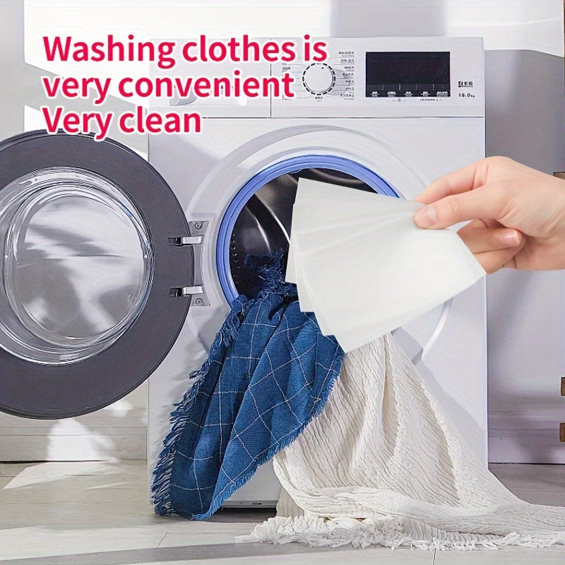 Sayohat va uyda foydalanishga tayyor kir yuvish pufakchali varaqalar: kuchli dog'larni olib tashlash, yangi hid, rangga xavfsiz, bo'yoqsiz.