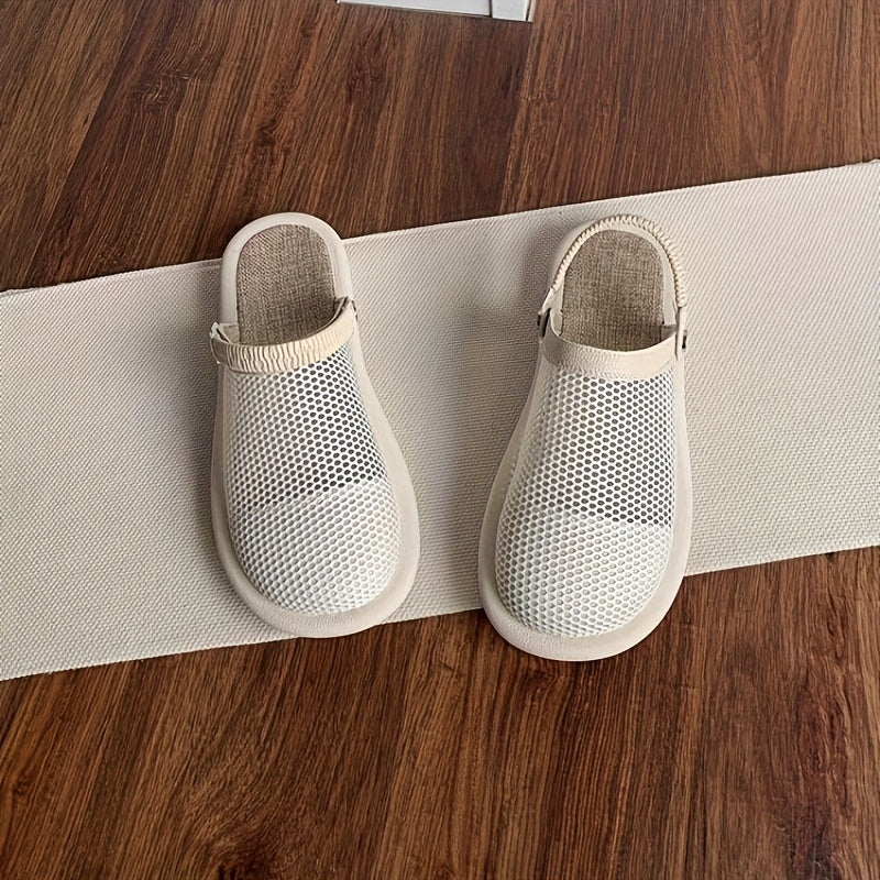 Mesh Sandals with Bread Toe Hole Fabric Slip-On Low Heel Unisex