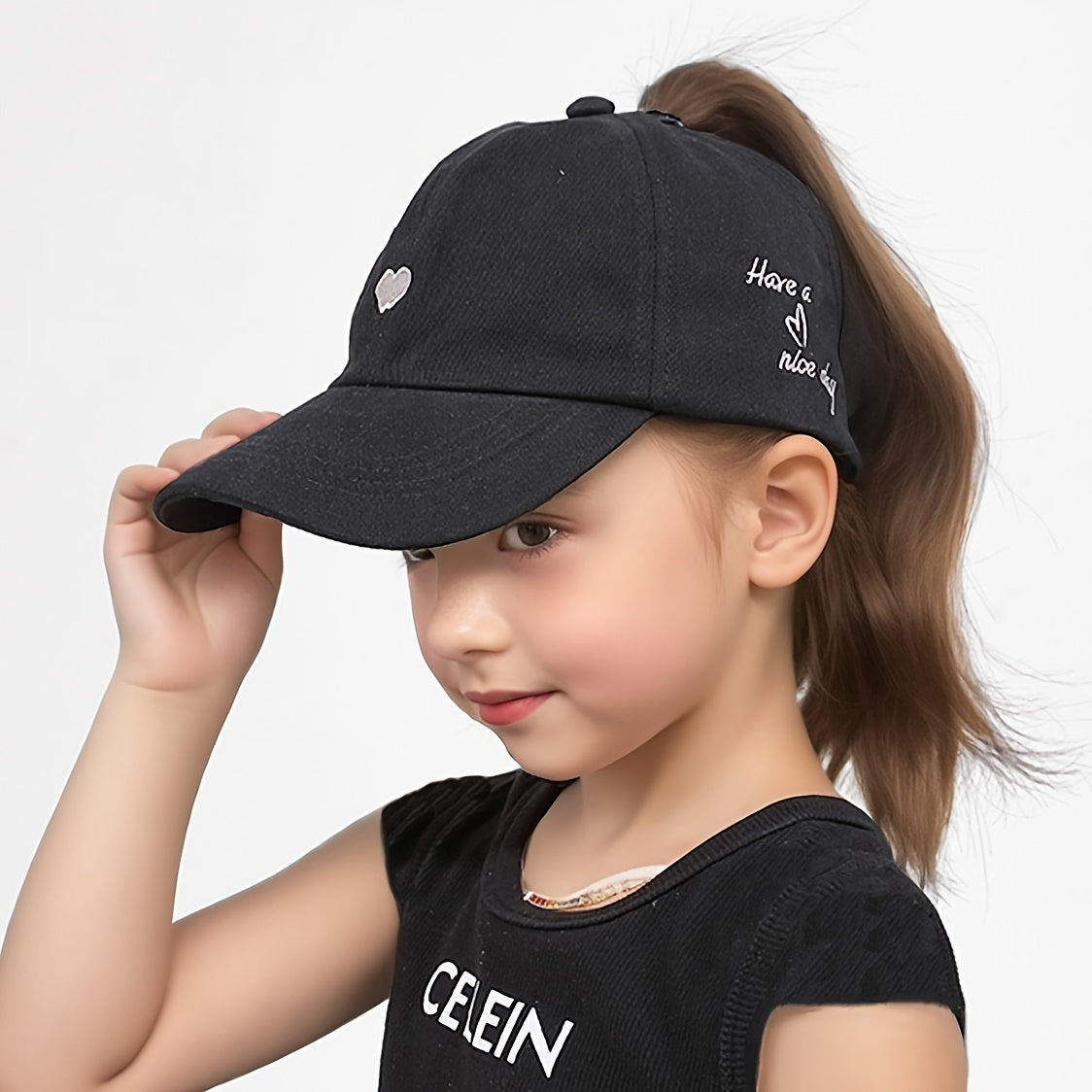 Kids Sun Protection Baseball Cap for Girls and Boys Heart Pattern Fitted Spring Summer