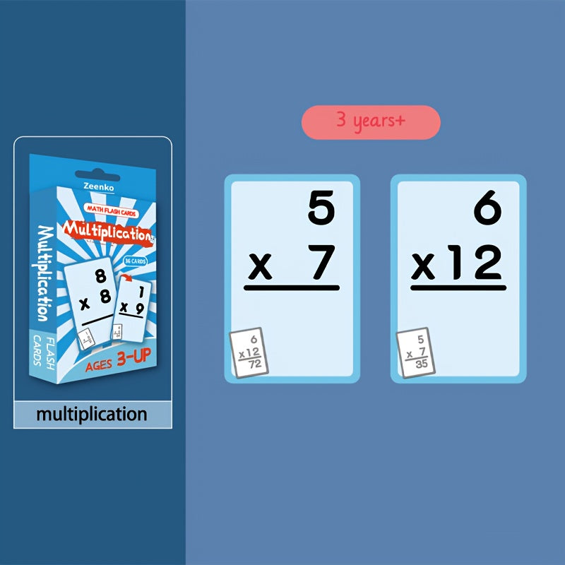 Conjunto de tarjetas educativas de matemáticas para niños de 2 años en adelante, con doble cara, suma, resta, multiplicación y división