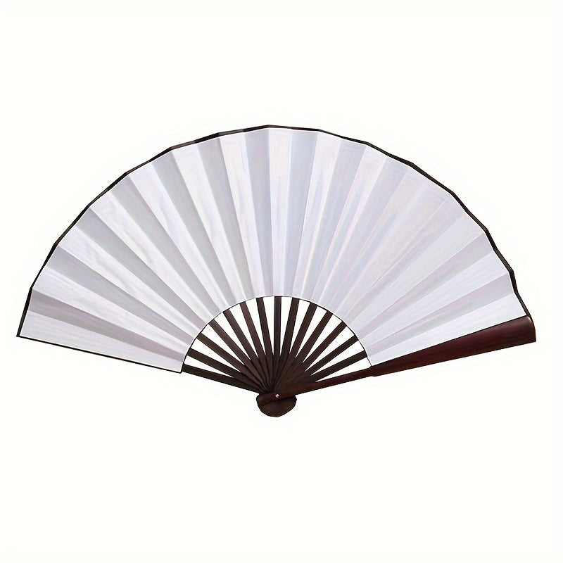 Black Bamboo Folding Fan for Weddings and Parties Traditional Textured Fabric