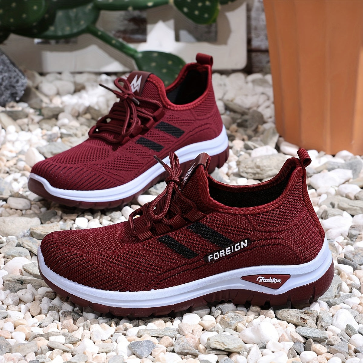 Women’s Casual Running Shoes White Pink Breathable Non-Slip