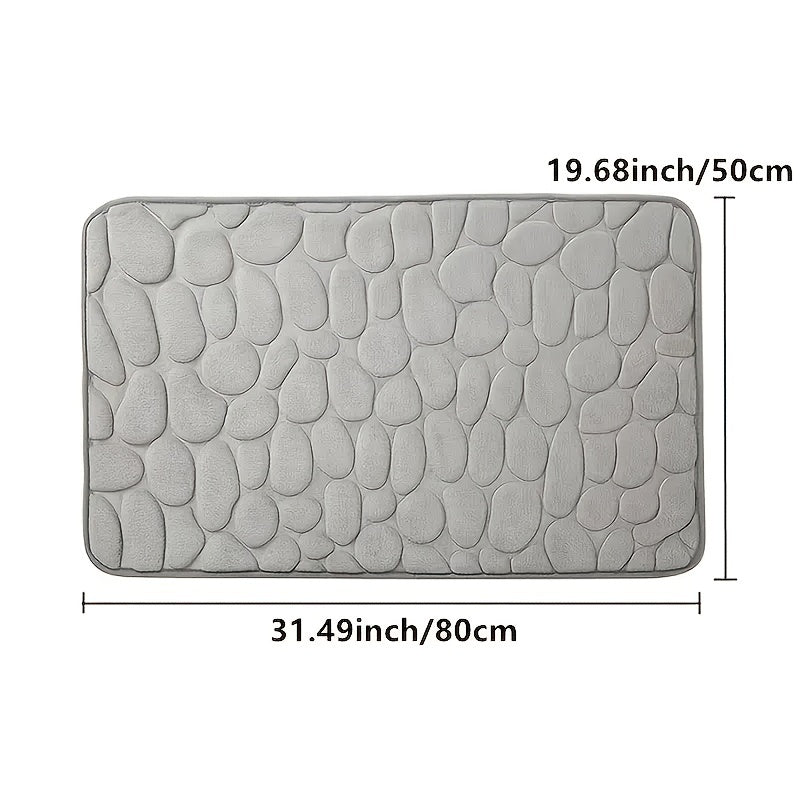 Alfombra de baño de espuma viscoelástica con relieve, antideslizante y lavable para baño, cocina y lavandería