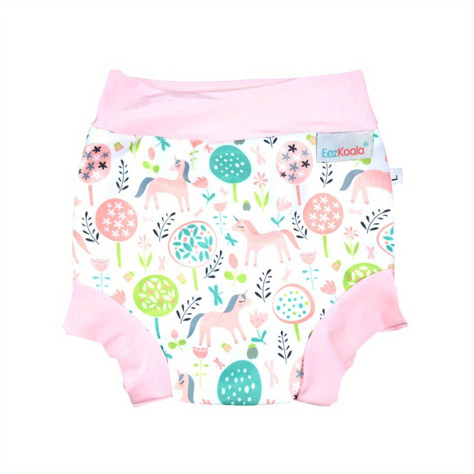 Baby Girl Swimwear High Waist Leakproof Swimsuit with UV Protection