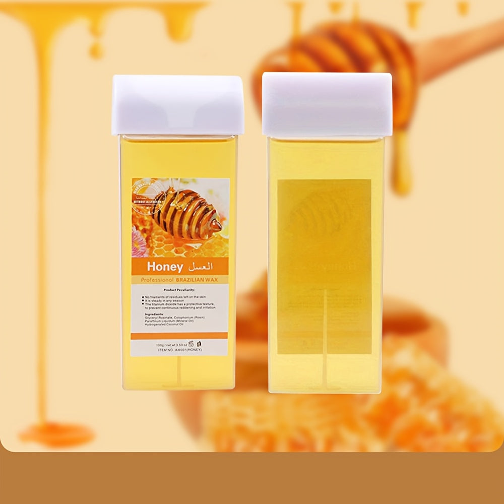 Tiras de cera depilatoria para cabello unisex con miel 100g rodillo manual de cera de abejas