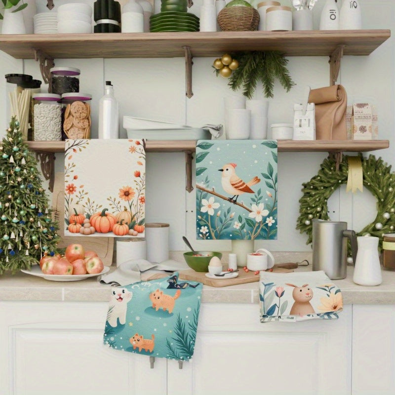 Juego de cuatro toallas de té navideñas 18x66cm decoración suave para cocina regalo