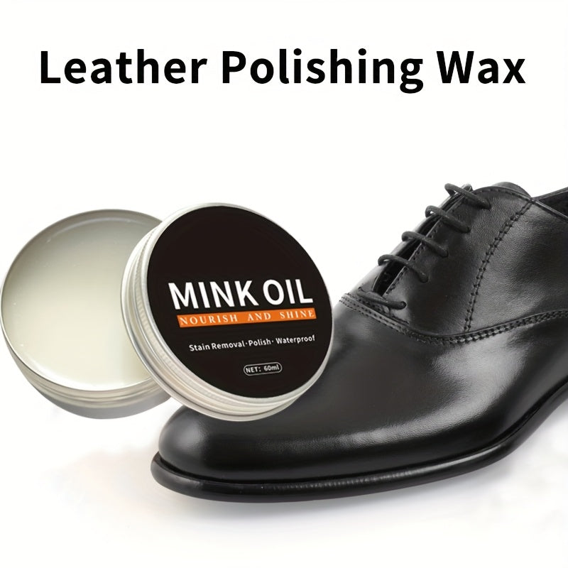Leather Shoe and Leather Care Wax Set with Polishing Sponge and Oil