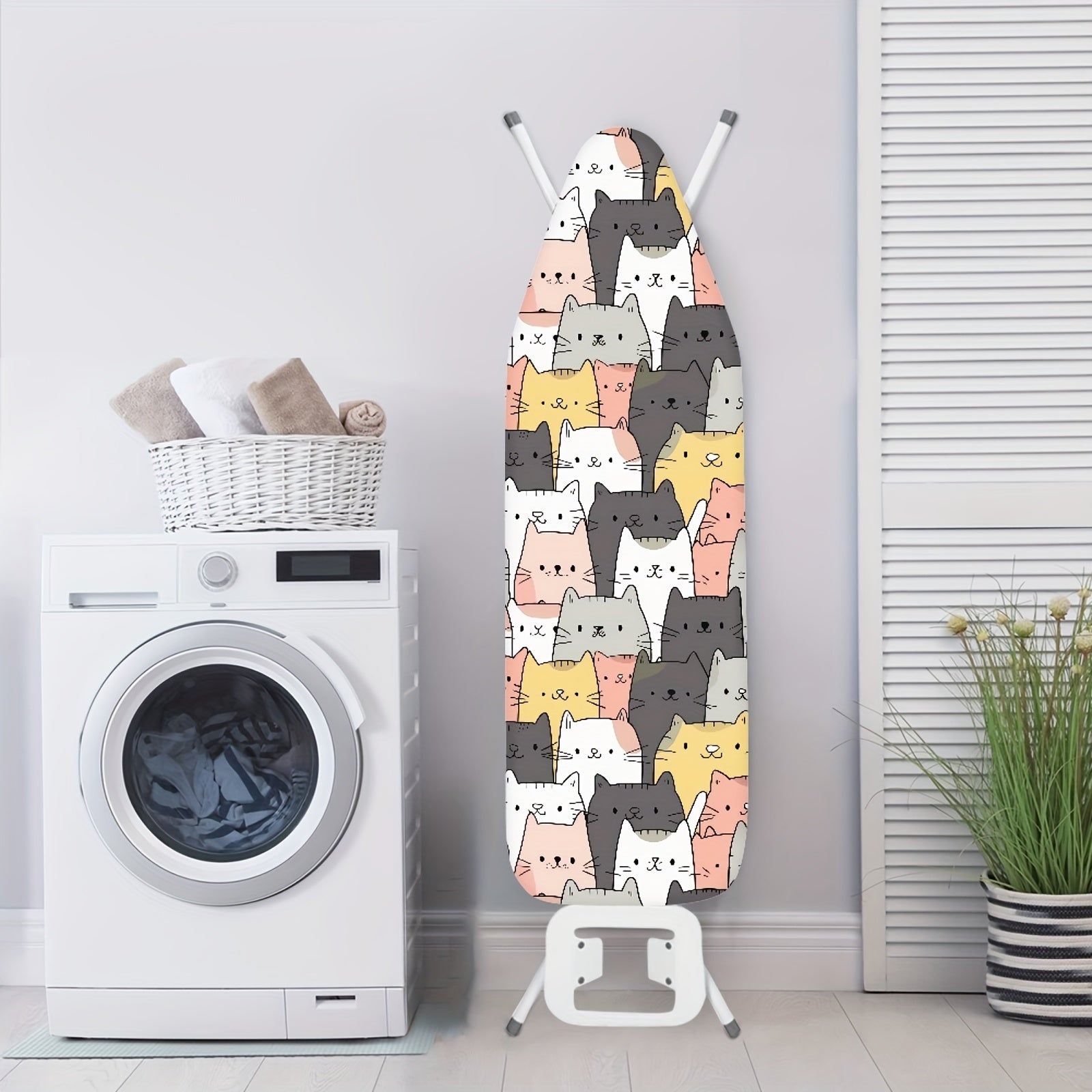 Cartoon Cat Ironing Board Cover Non-Electric Dustproof Elastic Edge Home Decor