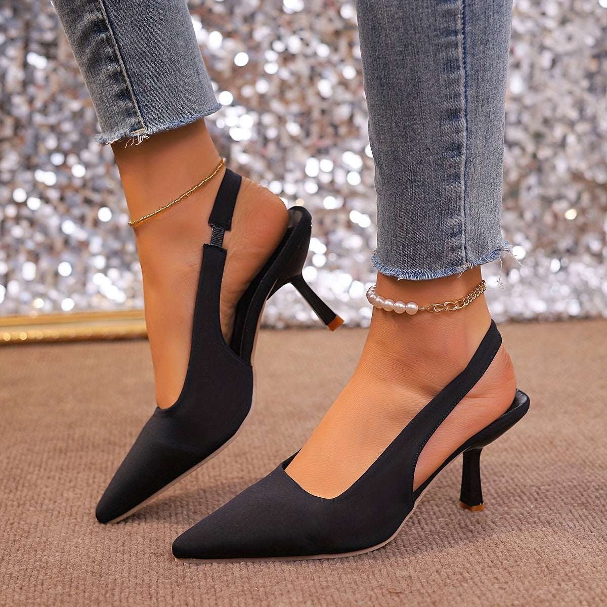Women's Fashion Solid Color Ankle Strap High Heels Open Toe Pumps