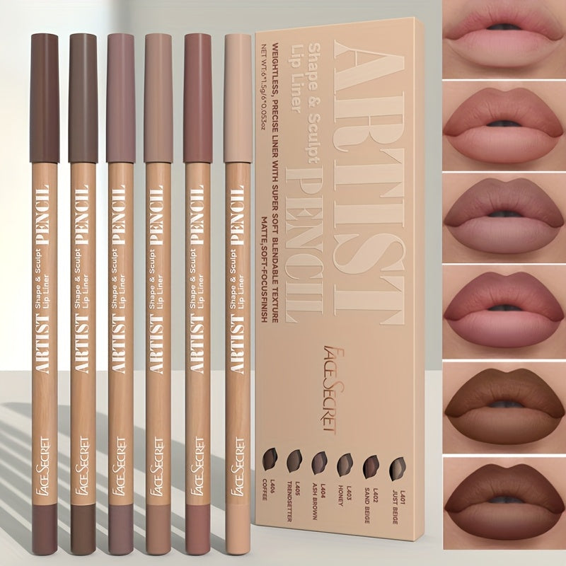 6 dona velur mat lab bo'yoq qalamchalari to'plami, uzoq davom etadigan, quruqmasdan, lablar uchun ranglar