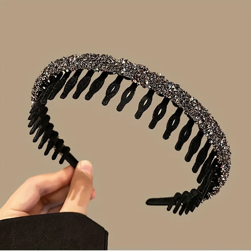 Women and Girls Sparkling Rhinestone Headband Vintage Plastic Hair Accessory