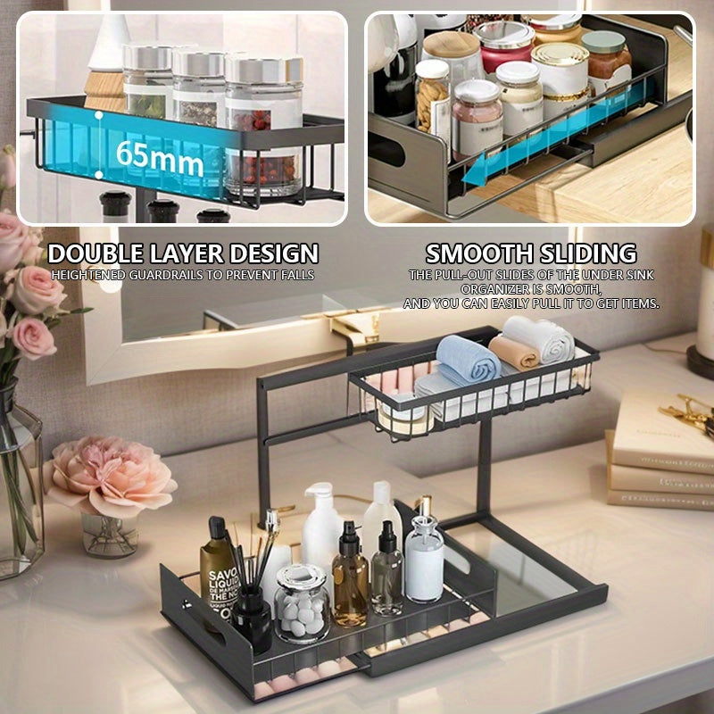 1pc Multi-Function Kitchen Sink Drain Basket with Hanging Rack for Tableware and Fruit/Vegetables.