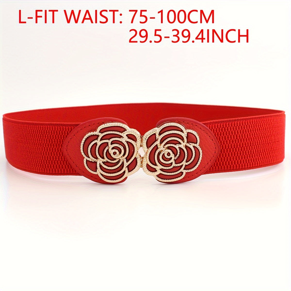 Women's Metal Leaf Buckle Wide Vintage Stretch Waist Belt for Dresses