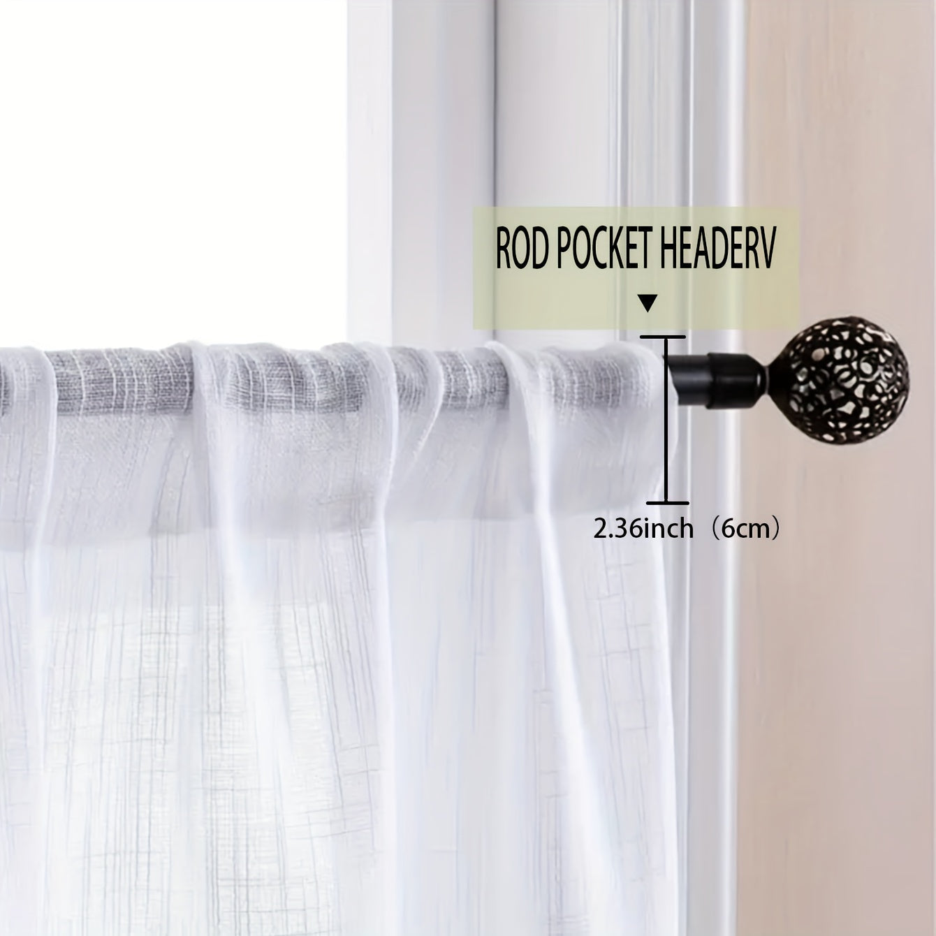 Elegant Faux Linen Curtain for Living Room Bedroom Office with Rod Pocket