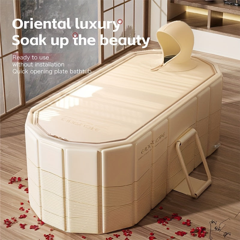 Portable Folding Bathtub with Lid for Home Balcony Patio Use