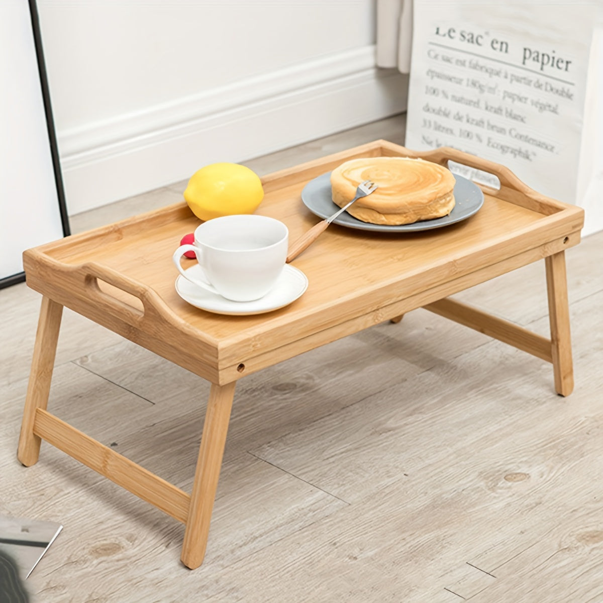 Wooden Bed Tray with Folding Legs for Breakfast Snacks Work and Study in Bed or Sofa