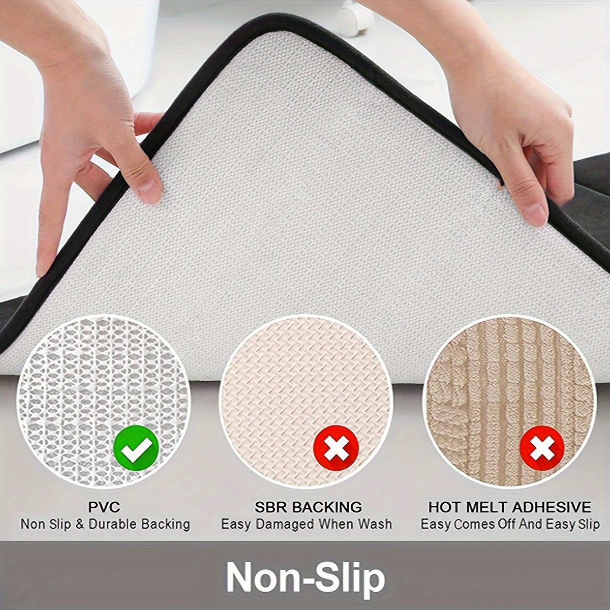 Absorbent Non-Slip Bathroom Floor Mat with Memory Foam PVC Bottom for Bathroom and Bedroom Use
