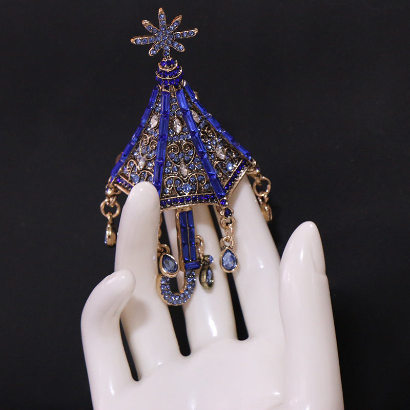 Vintage-Inspired Rhinestone Tassel Brooch Snowflake Design Women's Fashion Accessory
