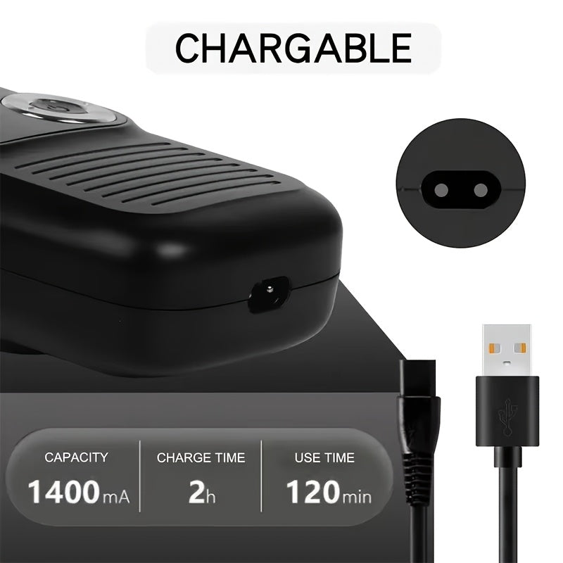 Kemei KM-2026 Qayta to'ldiriladigan simsiz soqol olish mashinasi erkaklar uchun LCD displey bilan, ikki xil qirqish boshli, USB orqali zaryadlash, 60+ daqiqa ishlash va aksessuarlar (Oq kabel, qora quti)