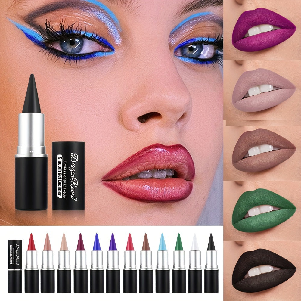 Set de lápiz labial y delineador de ojos mate de 12 tonos para mujer, de larga duración y a prueba de manchas