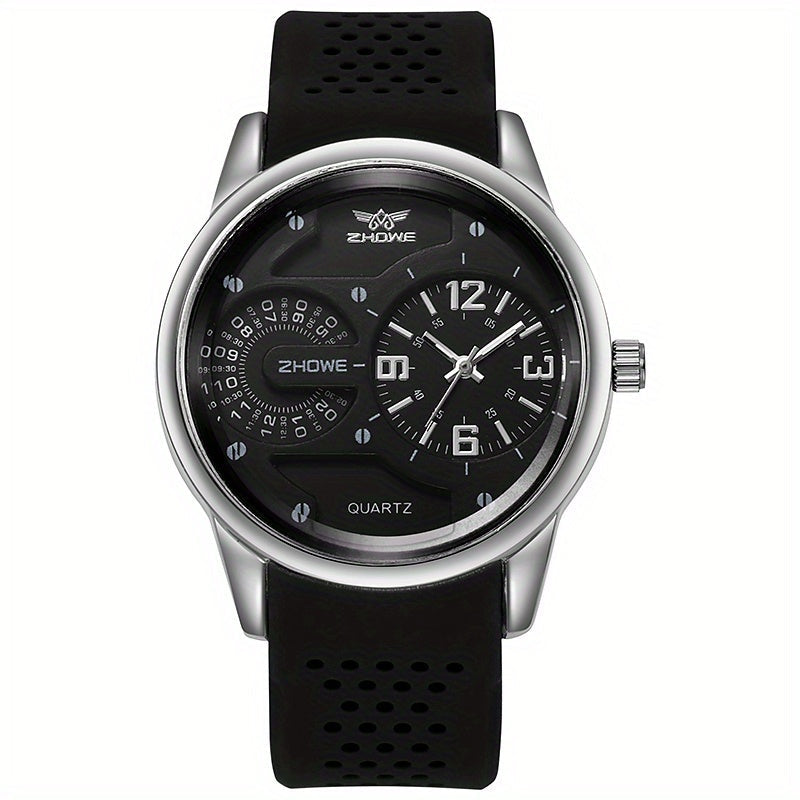 Reloj de silicona para hombre con correa transpirable e a prueba de sudor, movimiento de cuarzo, pequeña decoración en la esfera