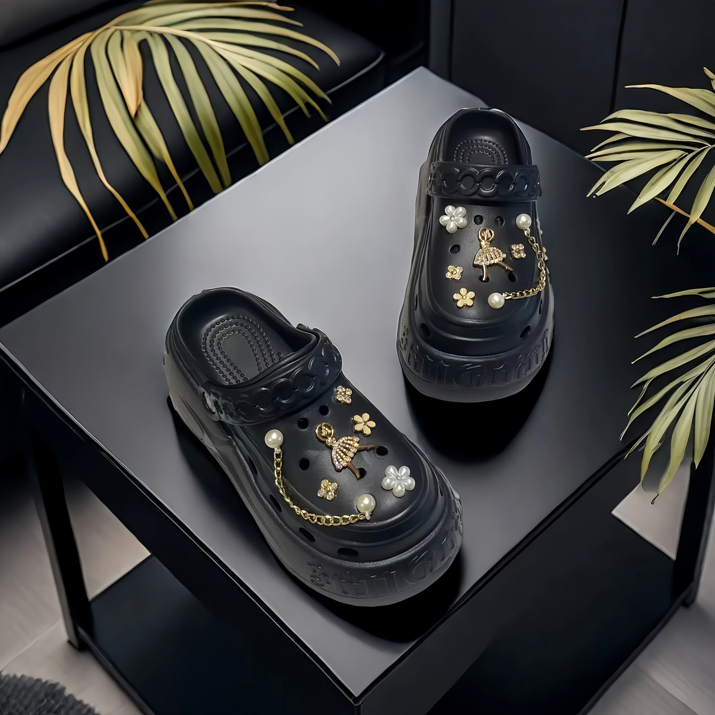 Women's Casual Sandals EVA Slip-On Platform Beach Shoes Black White