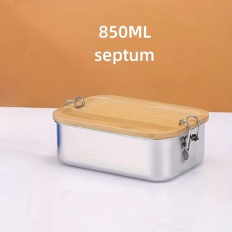 Stainless Steel Bento Box with Bamboo Lid for Lunch and Snacks