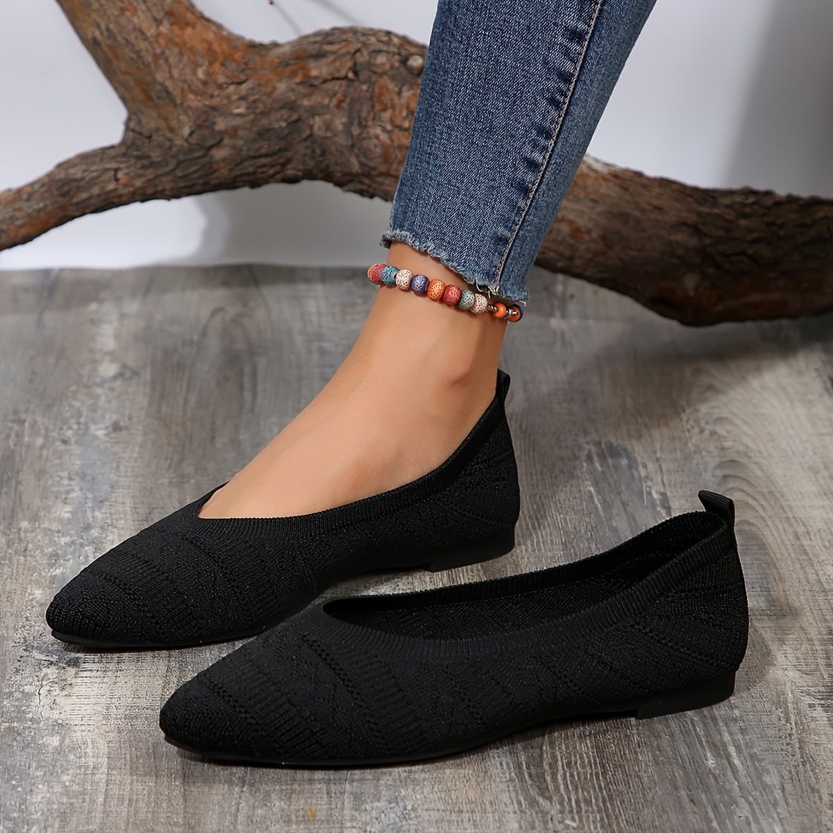 Women's Breathable Knit Slip-On Flats with Soft Fabric Upper