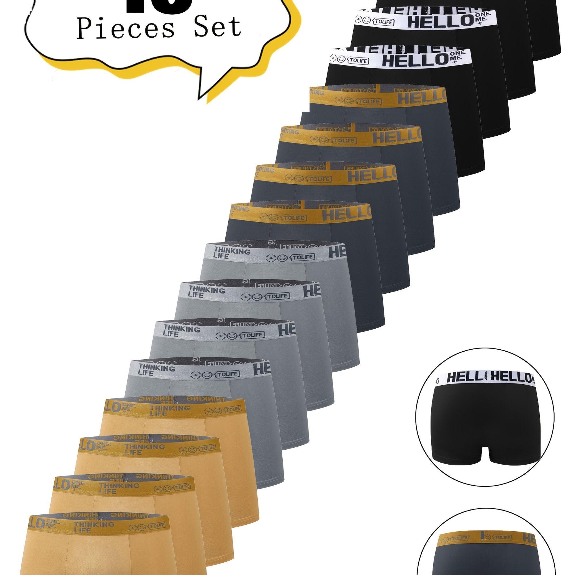 16 erkaklar uchun boxer brief: nafas oladigan, cho'ziluvchan polyester/spandex aralashmasi, elastik belbog' bilan, bir xil ranglar, to'qilgan mato, shaffof emas - tasodifiy kiyim uchun ideal.