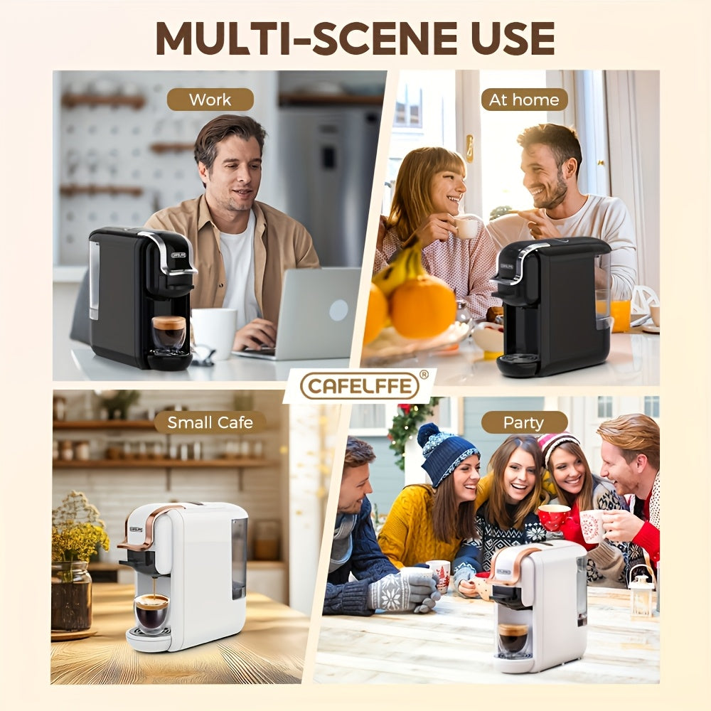 5-In-1 Capsule Coffee Maker Fully Automatic with Ground Coffee for Home Office