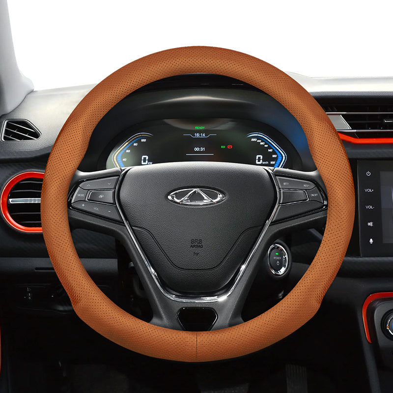 Universal Leather Steering Wheel Cover Breathable Thin Car Accessory Black Burgundy Brown