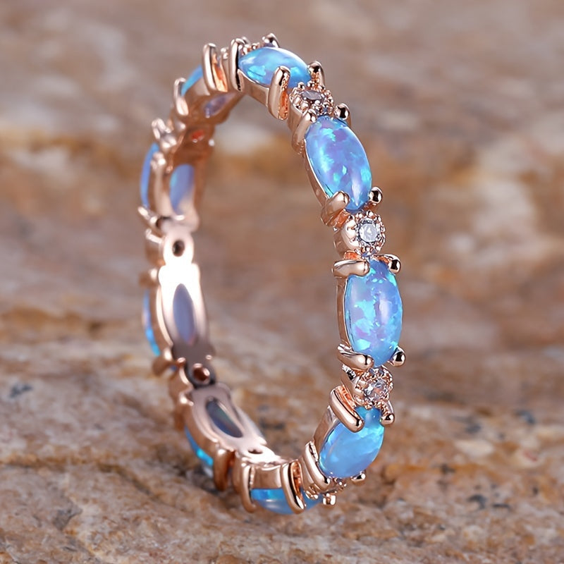 Unisex Sterling Silver Infinity Ring with Opal Pave 2.5g