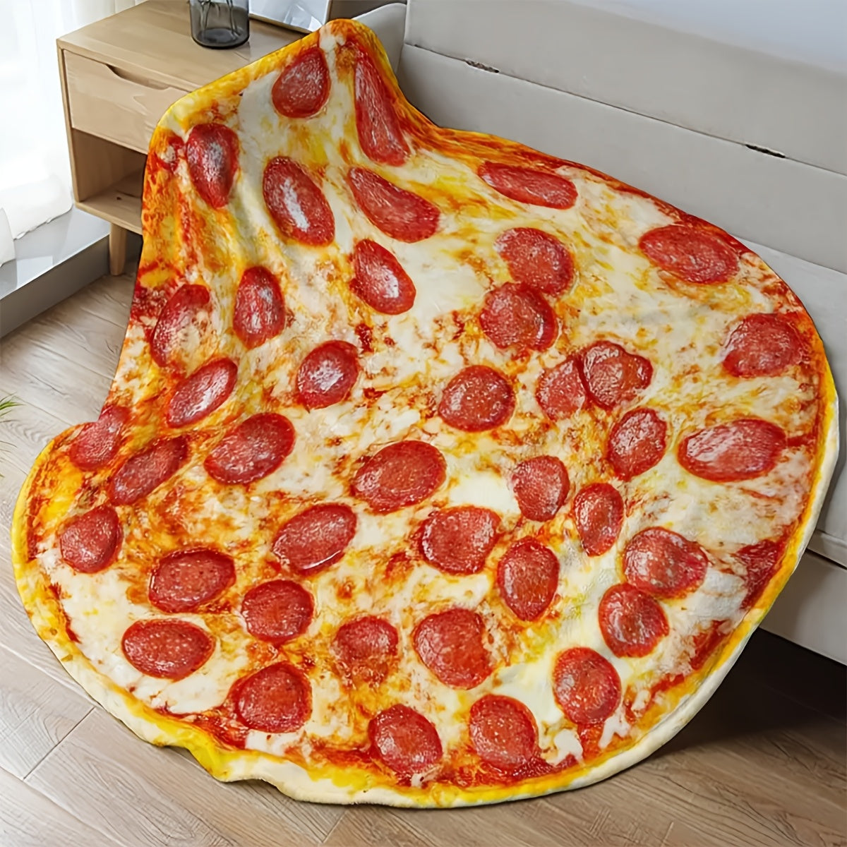 Cozy Flannel Throw Blanket with Ham Pizza Print for Couch Bed Travel