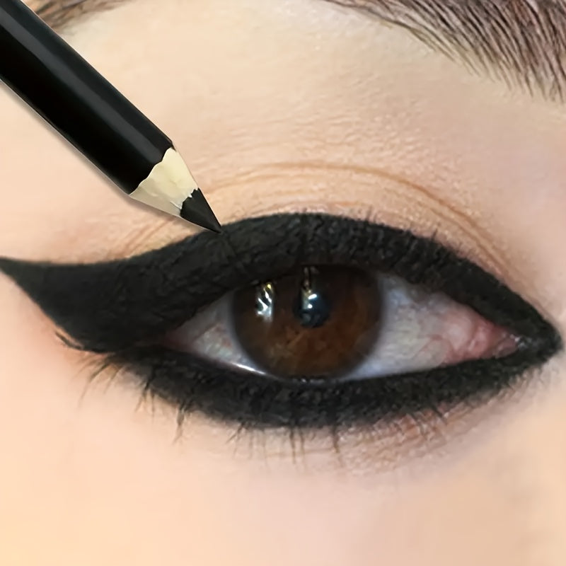 Lápiz de delineador de ojos negro a prueba de agua para mujer, resistente a manchas, sudor y agua