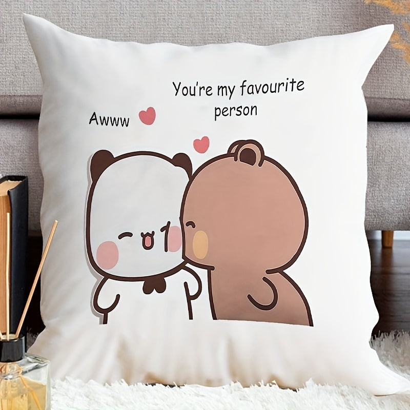 Uy dekoratsiyasi uchun zippersi bilan qattiq Panda multfilm yostiq qopqog'i, kvadrat shaklidagi tashlab yuboriladigan yostiq qopqog'i