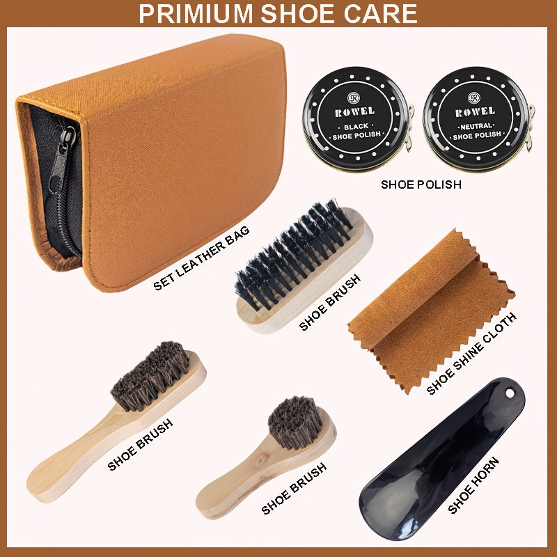 Shoe Cleaning Kit Set Leather Shoe Polish Brush Bag For Shoes & Bags
