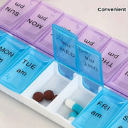 Weekly Portable Pill Organizer 14 Compartments for Travel Medication Storage