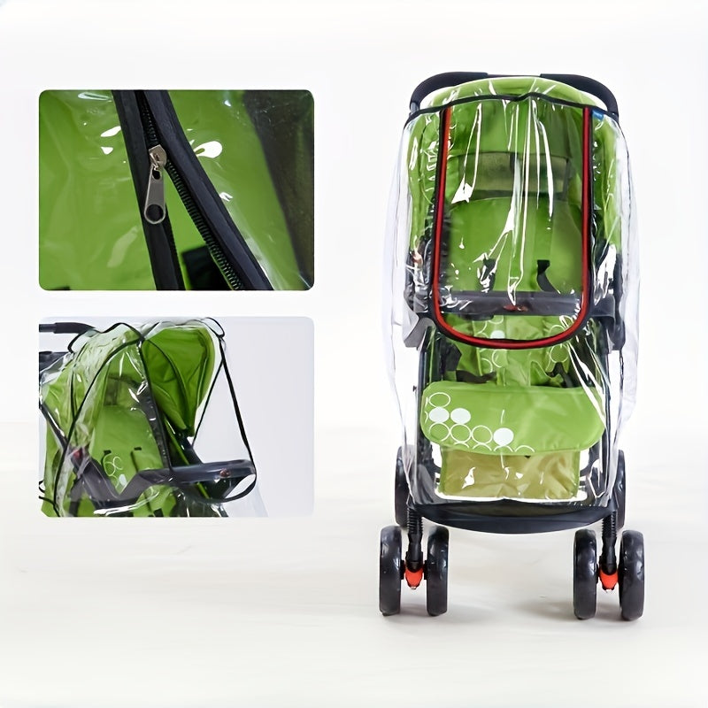 Bamboo Stroller Rain Cover with Transparent Shield for All-Weather Protection