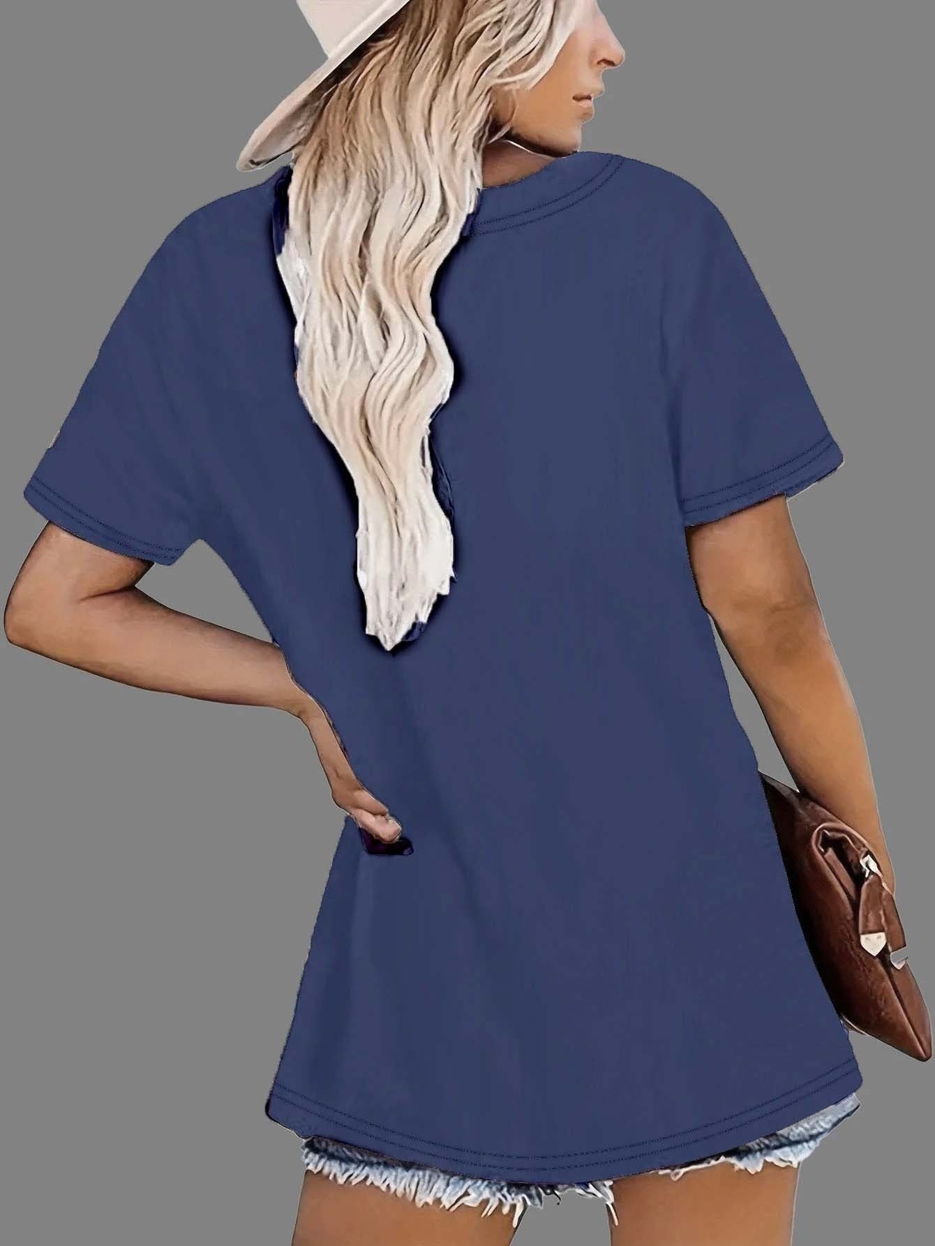 Plus Size Women's Casual Cotton T-Shirt Black Blue Lizard Print All-Season Comfort