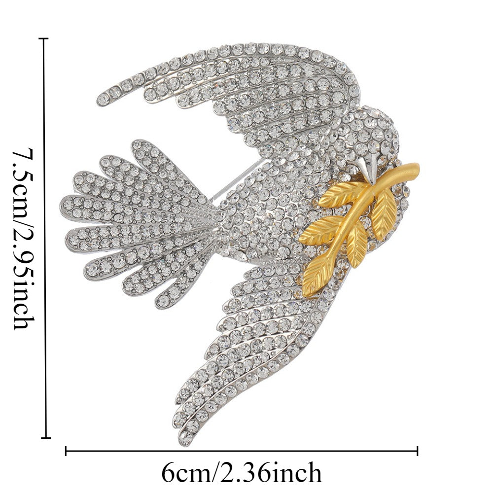 Dove Brooch Rhinestone Bird Pin for Cardigans Jackets Elegant Gift