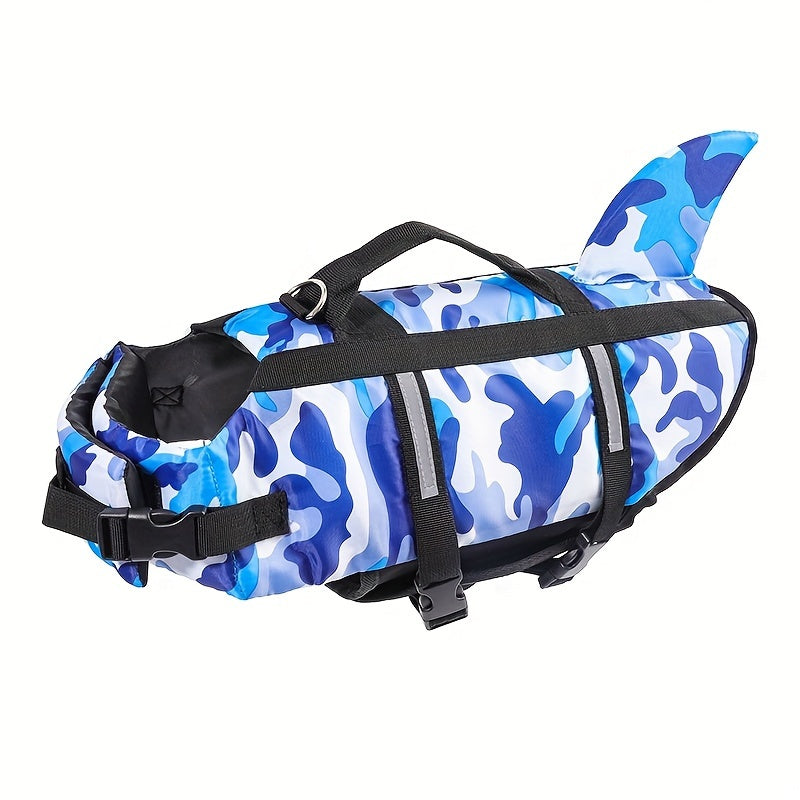Lightweight Adjustable Dog Life Vest with Rescue Handle and Shark Design for Surfing and Beach Activities